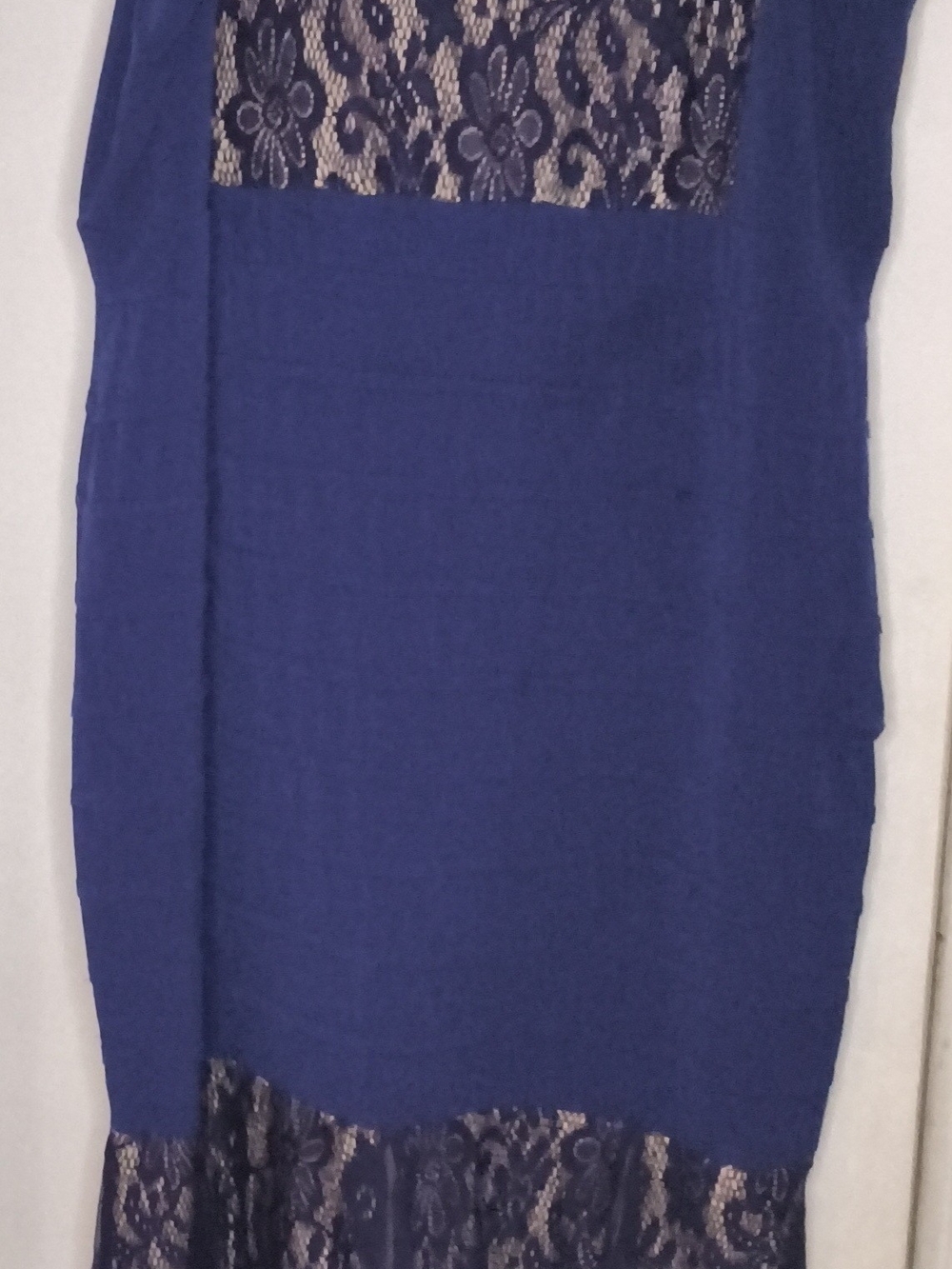 Royal Blue Lace-Trim Prom Dress